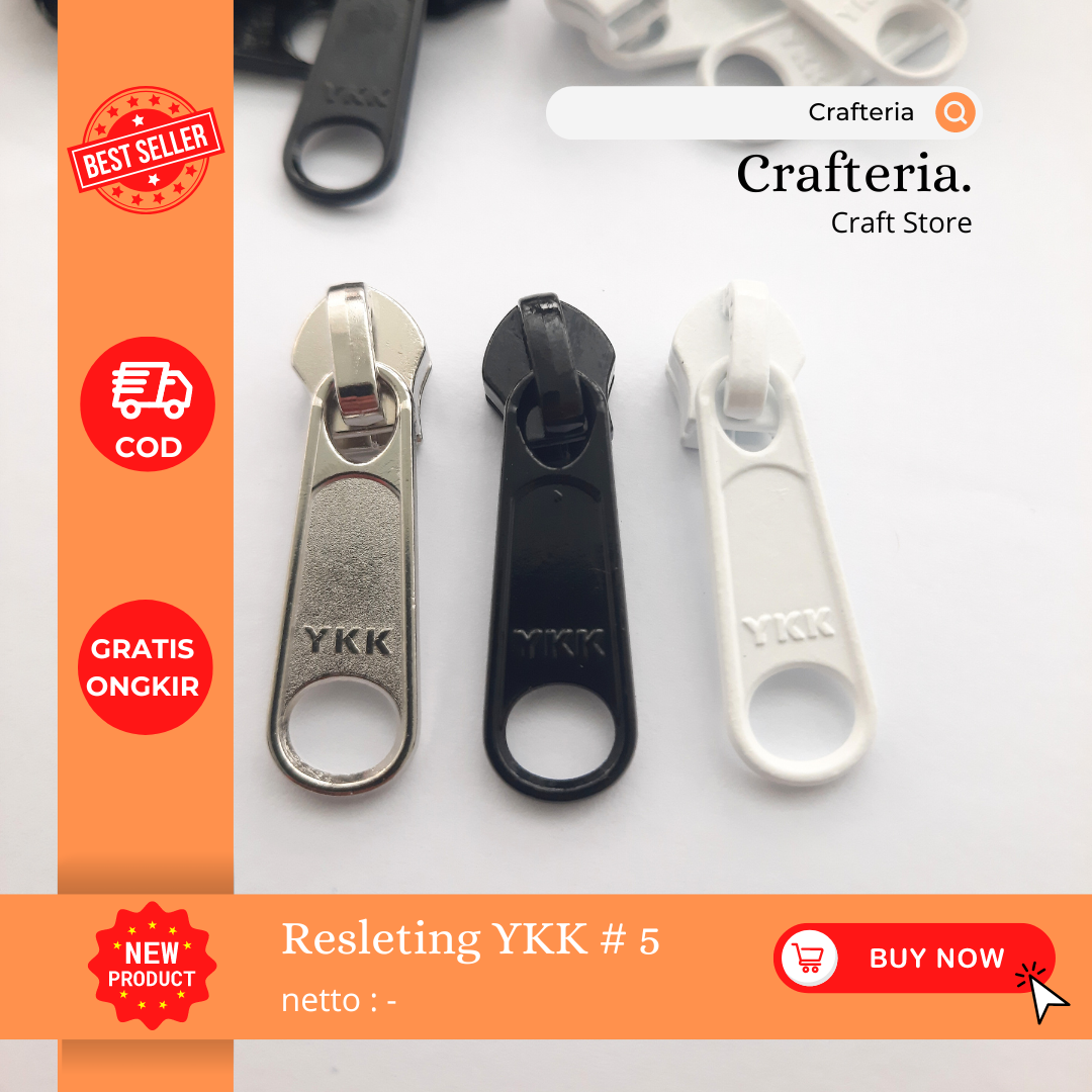 Kepala Resleting YKK no5 per pack isi 100biji
