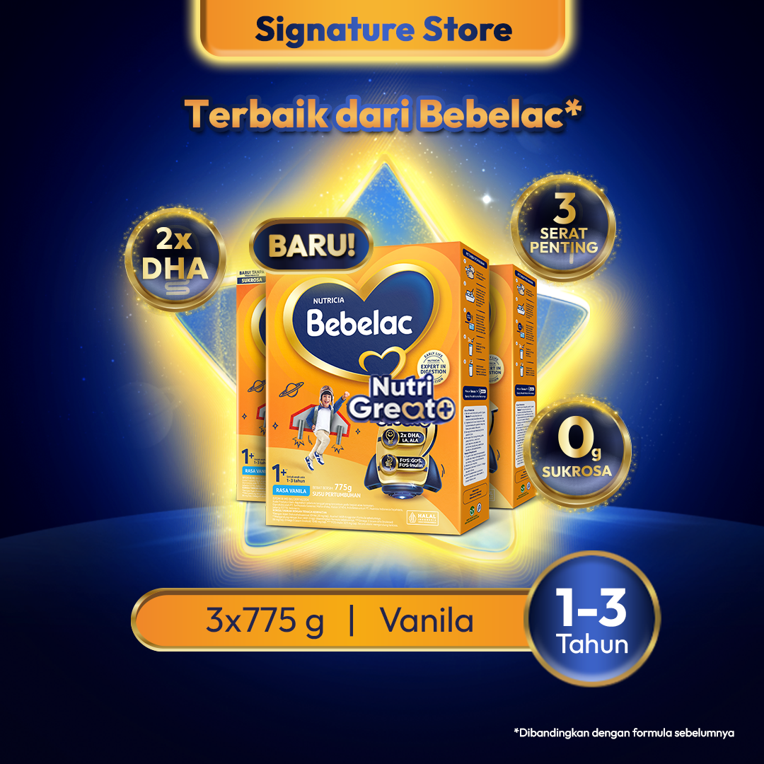 [BARU] Bebelac 1+ (1-3 Tahun) Vanila 775gr x3 Susu Pertumbuhan Bubuk