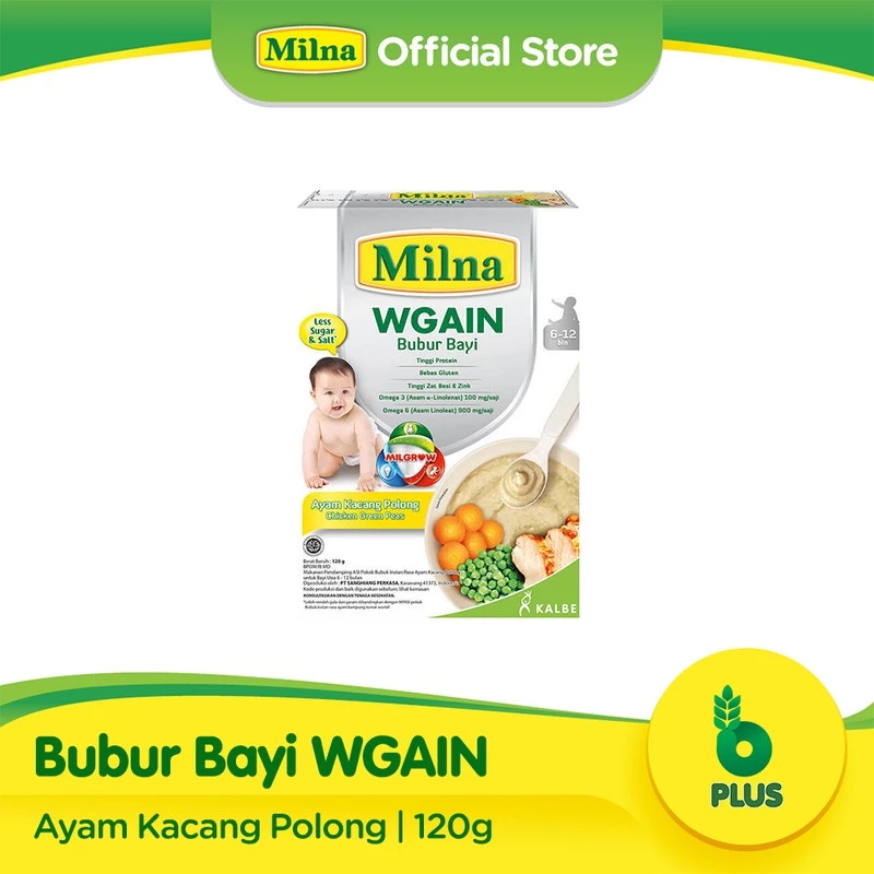 Milna Bubur Bayi Wgain 6+ Ayam Kacang Polong 120gr