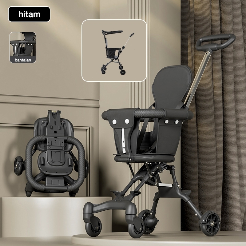 BEIGE Stroller Bayi Lipat 2 Arah Muatan 60kg Ringan Mudah Dibawa
