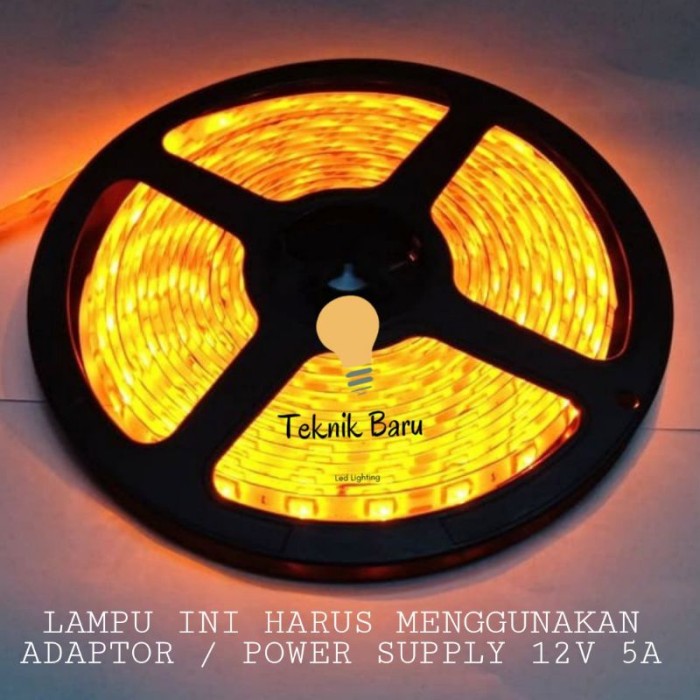 Lampu Led Strip 12V 2835 / 3528 IP44 5M - Adaptor 5 Meter Flexible Indoor Biru Kuning Hias plafon