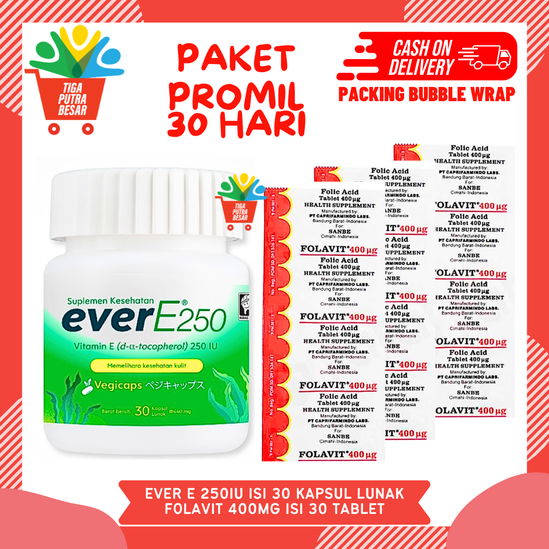 PAKET PROMIL EVER E 30 KAPSUL & FOLAVIT 3 STRIP 30 TABLET / PROMIL