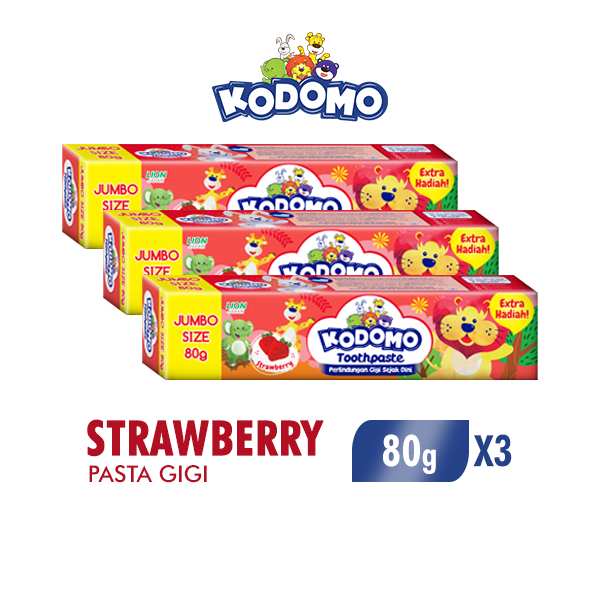 [Paket isi 3] KODOMO Pasta Gigi Strawberry Tube 80GR