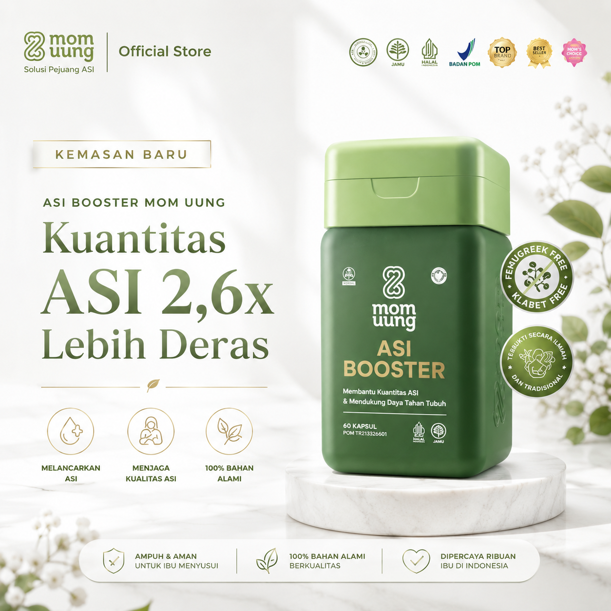 Mom Uung Nipple Cream Krim Salep Puting Payudara Lecet Food Grade Aman Masuk Mulut Bayi BPOM HALAL