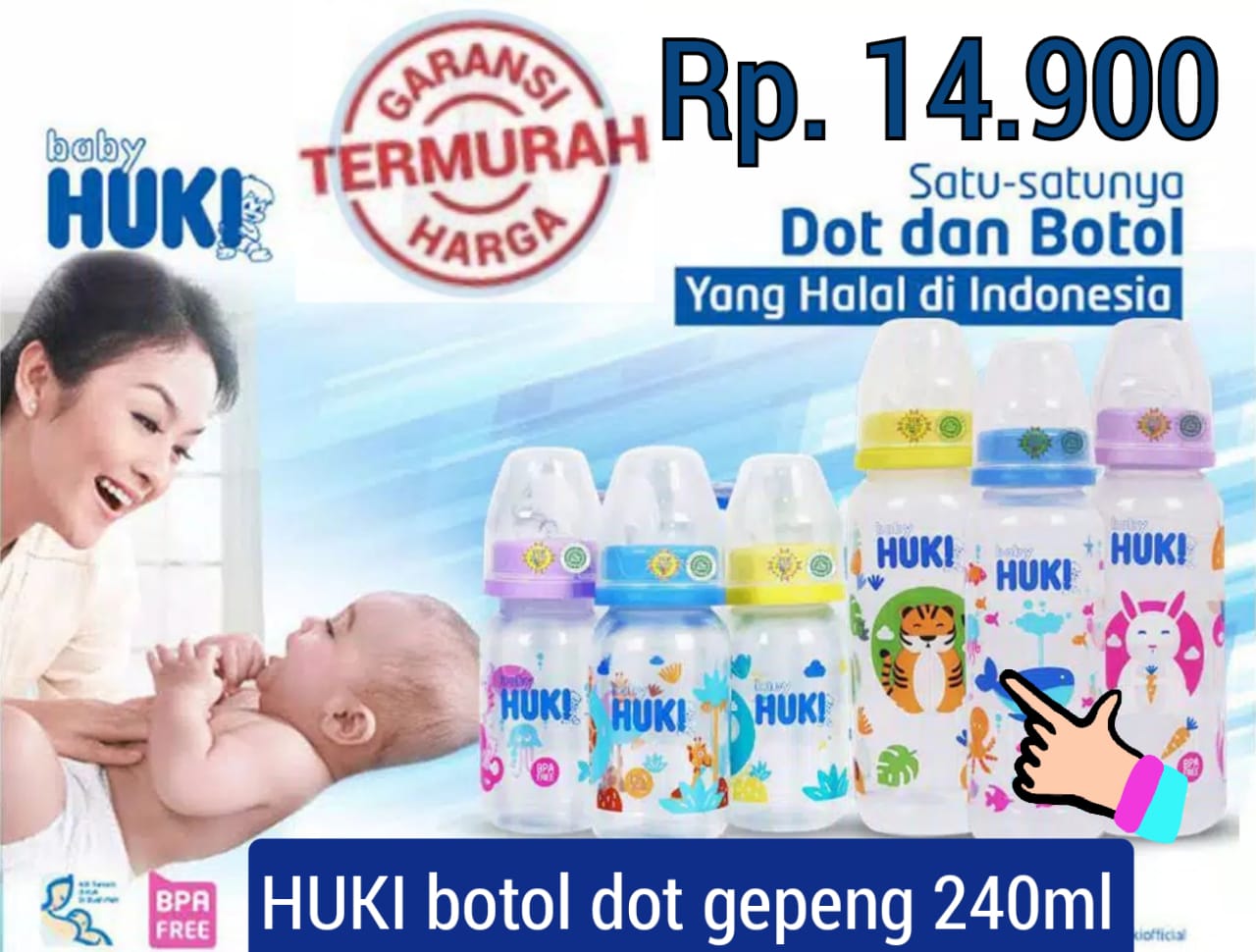 HUKI Botol Susu Gepeng Neck Orthodontic 240 ml