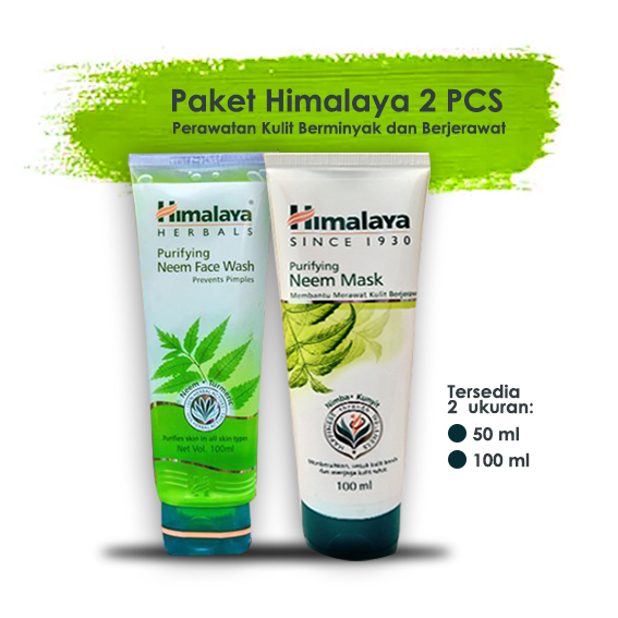 Paket Himalaya 2 pcs (Purifying Neem Face Wash, Purifying Neem Mask 50 ml) Tersedia 2 ukuran 50 ml / 100 ml - Perawatan Jerawat