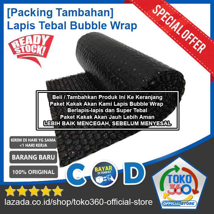 [Packing Tambahan] Extra Bubble Wrap Lapis Tebal + Sticker Fragile Untuk Mengamankan Paket Pecah Belah Bubble Warna Hitam Bukan Putih Bayar Ditempat COD - COD