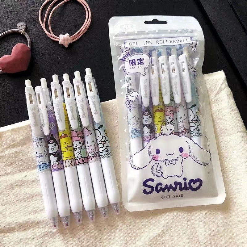 Pulpen Gel Sanrio Isi 6 Pcs Motif Anak Pen Gel