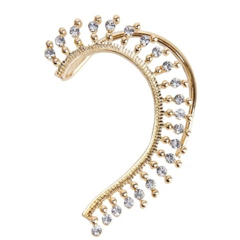 1 Piece Rock Punk Clear Rhinestone Decor Ear Cuff Melampirkan Anting untuk Kiri Telinga Leegoal-