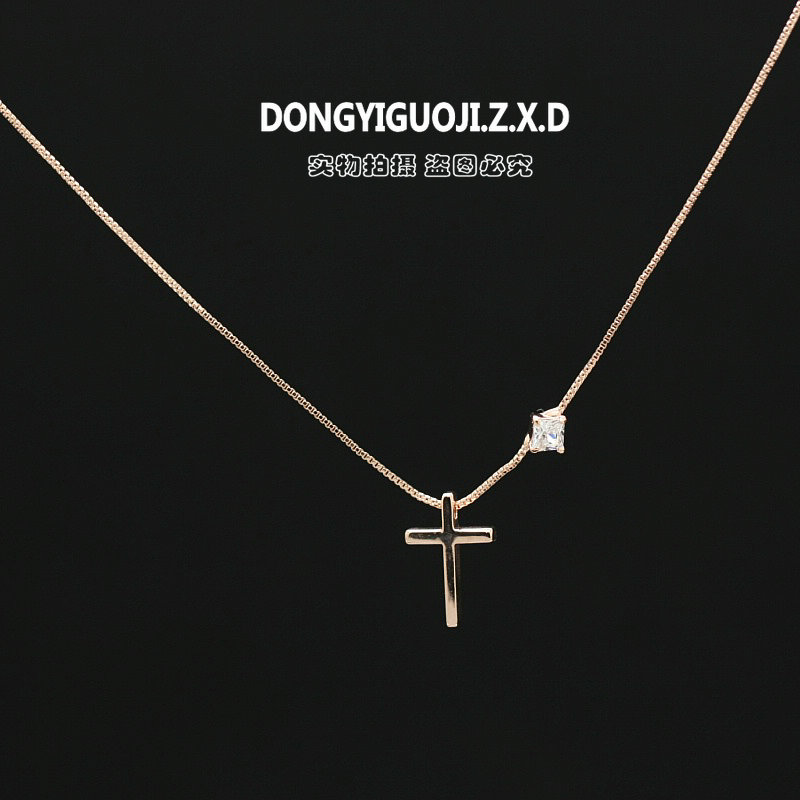 Shock Price 18 K Korea Fashion Style Baru Kecil Kalung Salib Batu Kristal Air Liontin penjualan