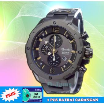 Alexandre Christie 6410 Jam Tangan Pria - AC -Stainless Steel Hitam Lis Kuning