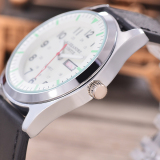 Alexandre Costie - Jam Tangan Pria - Body Silver - White Dial - Black Leather Strap ...