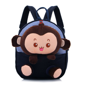 Bayi lucu 3D Monkey ransel kecil tas mewah untuk balita anak biru tua - International