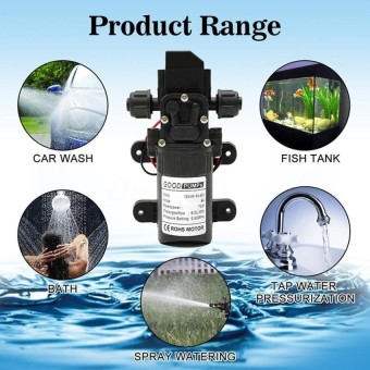 EverGreen DC12V 70W 130PSI 6L/Min Water High Pressure Diaphragm Self Priming Pump - Straight