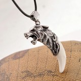 Fancyqube Putih Serigala Liar Gigi Taring BoHo Kalung Liontin-Internasional Januari 2019 - 2 Fancyqube Putih Serigala Liar Gigi Taring BoHo Kalung Liontin-Internasional - 2