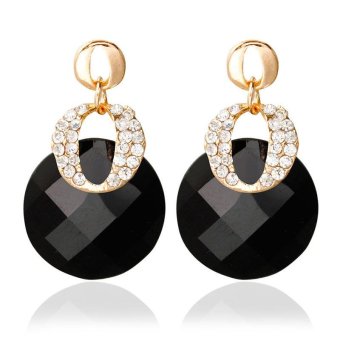 Fashion Wanita Diamond Sterling Emas Rhinestone Crystal Stud Earrings Perak Pearl Berlapis Retro Manset Klip Kancing