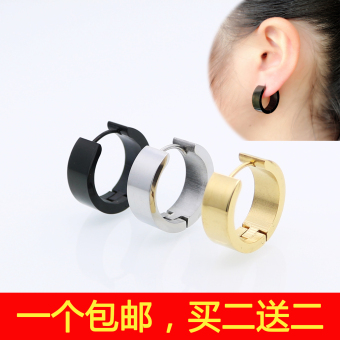Hitam Pria Titanium Baja Anting Anting Huggie