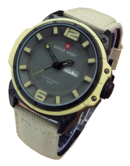 Jam Tangan Pria tali Canvas Swiss Army 6612 Krem