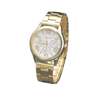 GENEVA Jam Tangan Pria ROMAWI STEEL Stainless Steel Korea Fashion Mens Watch Cowo Analog Watches