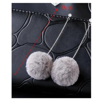 LRC Anting Jepit Lovely Fuzzy Ball Decorated Pom Earrings .