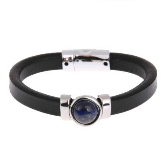 Pria Fashion Kulit Gelang Batu Punk Perhiasan Wrist Gelang Gelang-Intl
