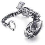 Baja Tahan Karat Pria Gelang Gothic Tengkorak Dinosaurus Skeleton Perak Januari 2019 - 3 Baja Tahan Karat Pria Gelang Gothic Tengkorak Dinosaurus Skeleton Perak - 3