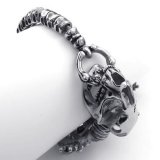 Baja Tahan Karat Pria Gelang Gothic Tengkorak Dinosaurus Skeleton Perak Januari 2019 - 2 Baja Tahan Karat Pria Gelang Gothic Tengkorak Dinosaurus Skeleton Perak - 2
