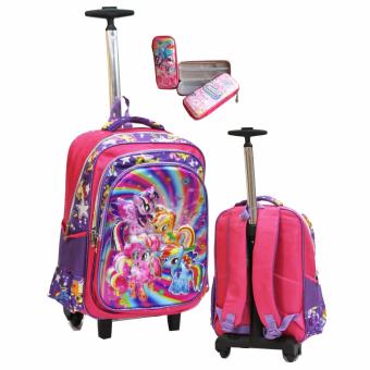 Onlan My Little Pony 5D Timbul Tas Trolley SD Gagang Samurai Stainless Import dan Kotak Pensil