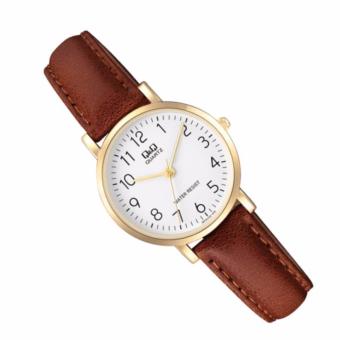 Q&Q QQ QnQ Analog Model DW Jam Tangan Wanita - Cokelat - Strap Kulit - Q979J104Y