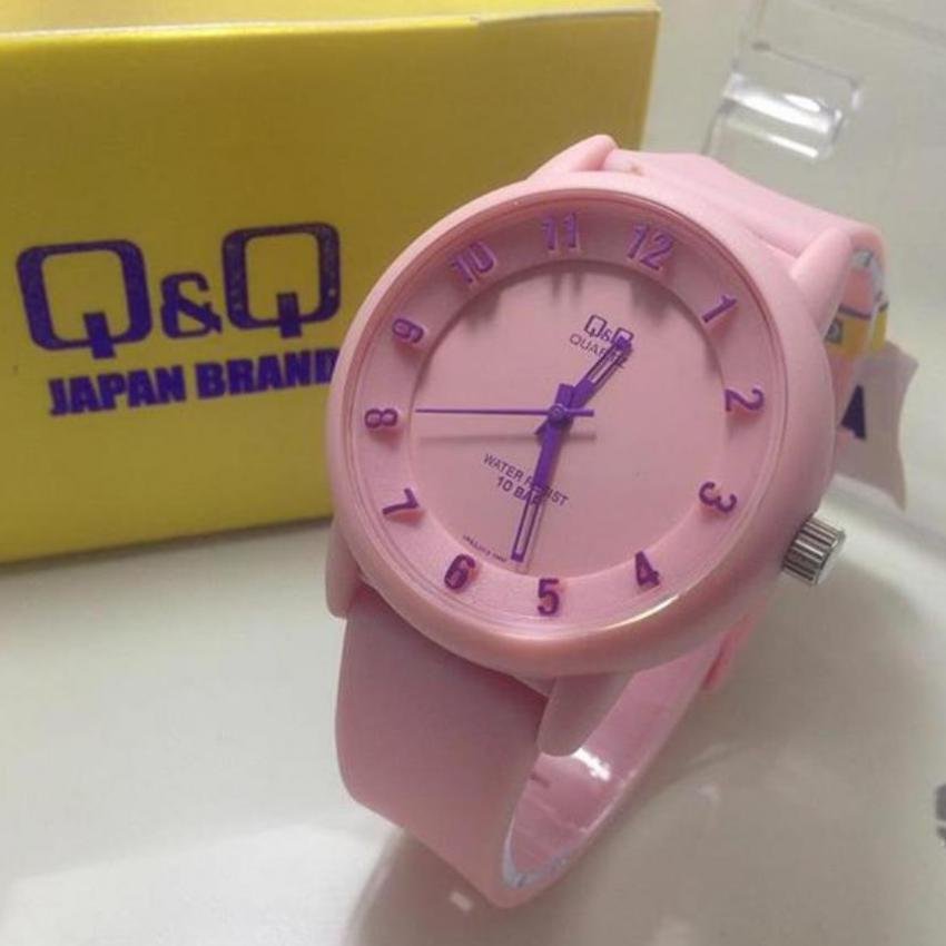 Shock Price Q&Q QQ QnQ Resin Analog Jam Tangan Pria - Peach - Strap Karet -