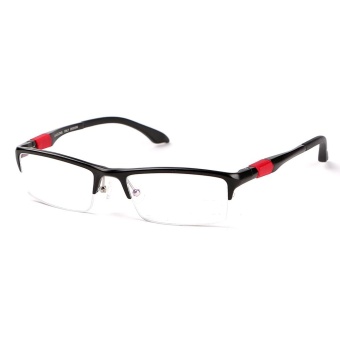 Stallane Fashion Optical Miopia Kacamata Bingkai Aluminium Tontonan Kacamata Half Rim Kacamata untuk Pria (Hitam