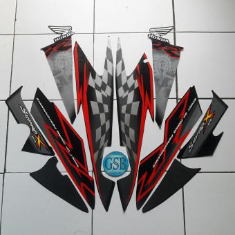 Stiker Striping Motor Honda supra x 125 2008 full hitam