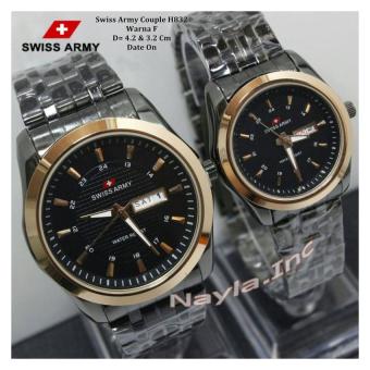 Swiss Army Couple - Stainless Steel - Jam Tangan Pria Dan Wanita - SA832NY Gold Black ...