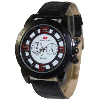 ... Biru. Source · Swiss Army - Jam Tangan Analog Pria - Kulit Hitam - Dial Hitam - Bezel Gold