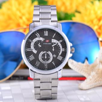 Swiss Army - Jam Tangan Pria - Body Silver - Black Dial - Stainless Steel Band
