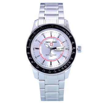 Swiss Army - Jam Tangan Pria - Body Silver - White Dial - Stainless Steel Band