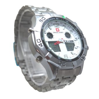 Swiss Army Men's - Jam Tangan Pria - Dual Time - Silver -