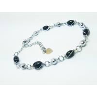 VeE Gelang Wanita Lapis Emas 18K Batu Giok Hitam