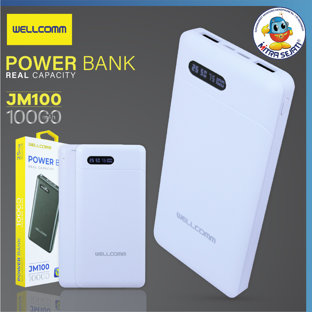 Powerbank Real Capacity JM100 10.000mAh Power bank Handphone-ATCPB100JMW