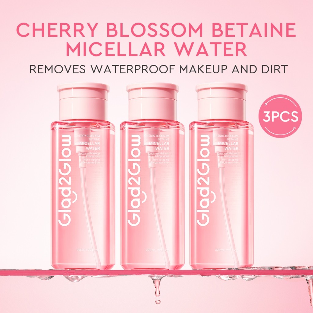 Glad2Glow Cherry Blossom Betaine Micellar Water 300 ml Glad2Glow Micellar Water g2g Makeup Remove...