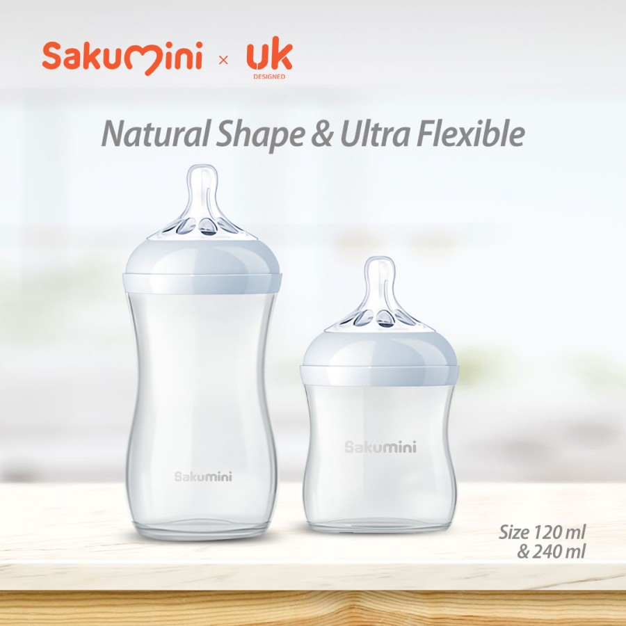 Sakumini Baby Natural Milk Feeding Bottle Botol Susu Bayi Newborn 120ml 240ml