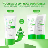 YOU Sunbrella Acne Shield Light Sunscreen SPF40+ PA++++ | Tabir Surya Oil Control untuk Kulit Berjerawat | Sensitive Acne Skin Friendly | UVA UVB Blue Light