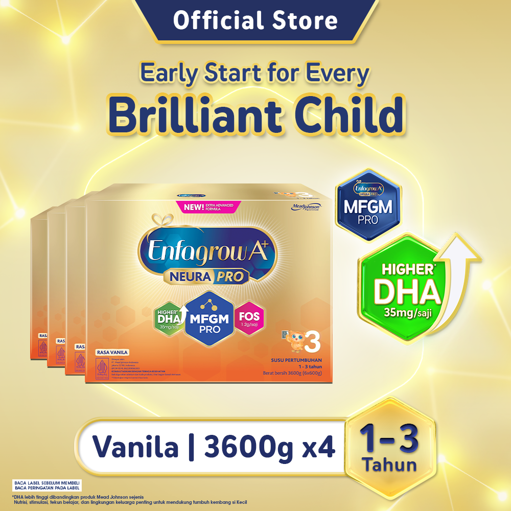 [Paket isi 4] Enfagrow A+ 3 Susu Formula 1-3 Tahun Rasa Vanila 3600gr
