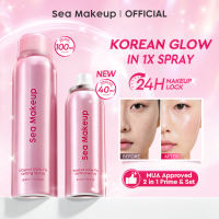 Sea Makeup Stayput Glow Fix Setting Spray - Longlasting Makeup 24 Jam Continuous Glowing Korean Glass Skin with Aloe Vera Extract Finish Fine Mist Spray Primer Makeup Kosmetik Wajah Tahan Lama