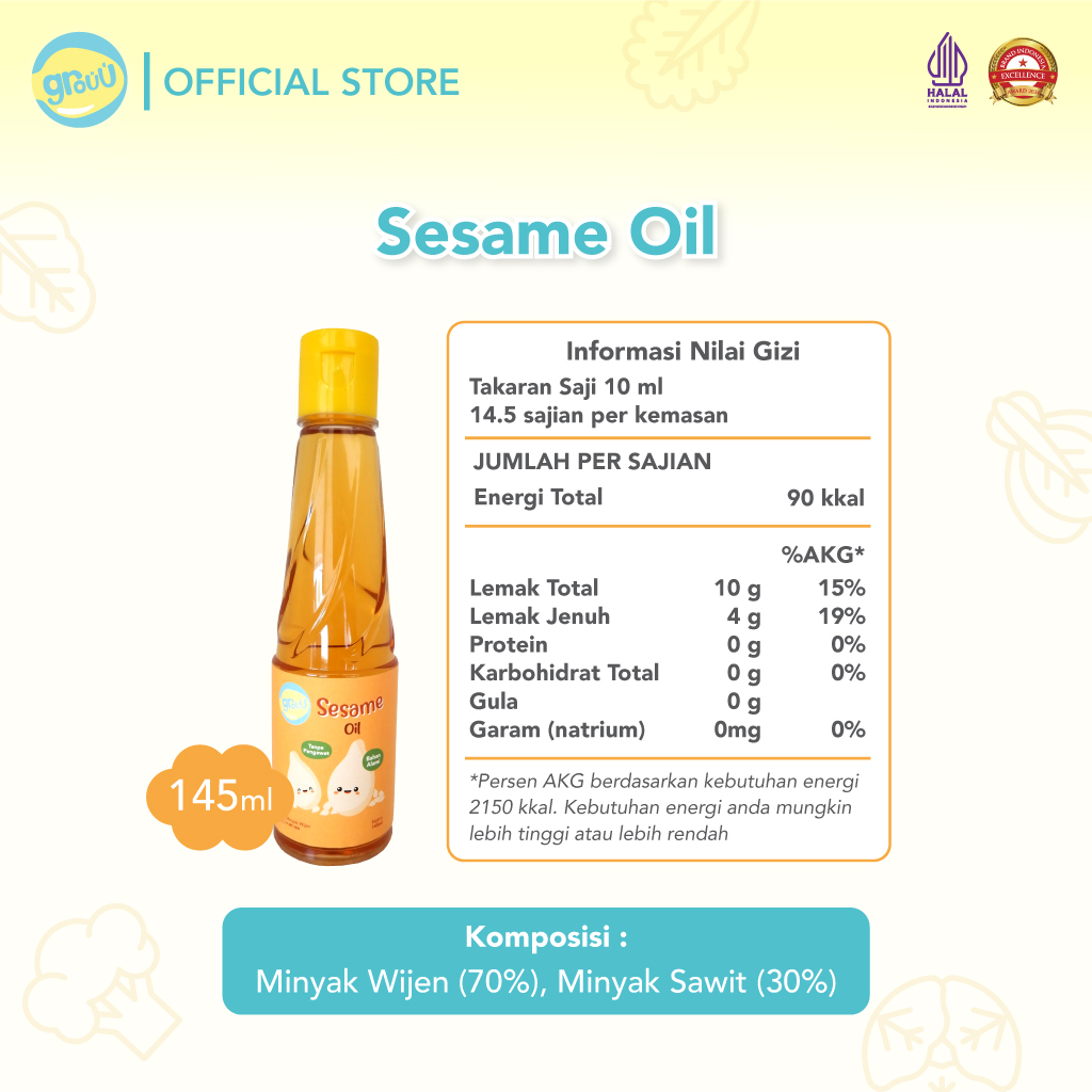 Grouu - MPASI Virgin Olive Oil & Sesame Oil Minyak Wijen - BB Booster (145ml)