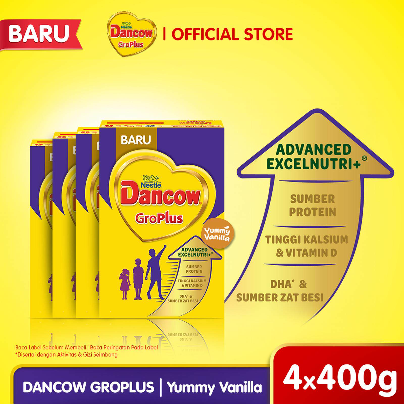 [Paket isi 4] Dancow GroPlus Susu Pertumbuhan Anak Usia 1+ 400 Gram