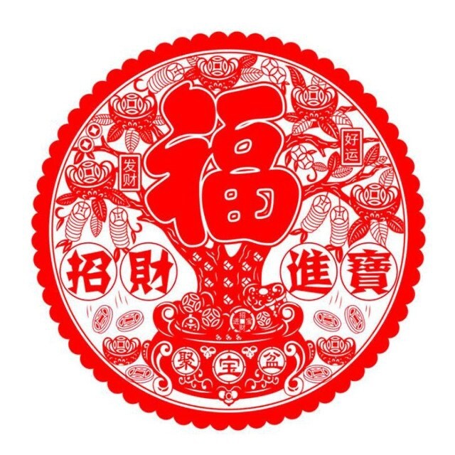 Stiker Dinding Hiasan Dekorasi Tempelan Imlek Sincia Fu Fuk Hoki Bulat Jumbo