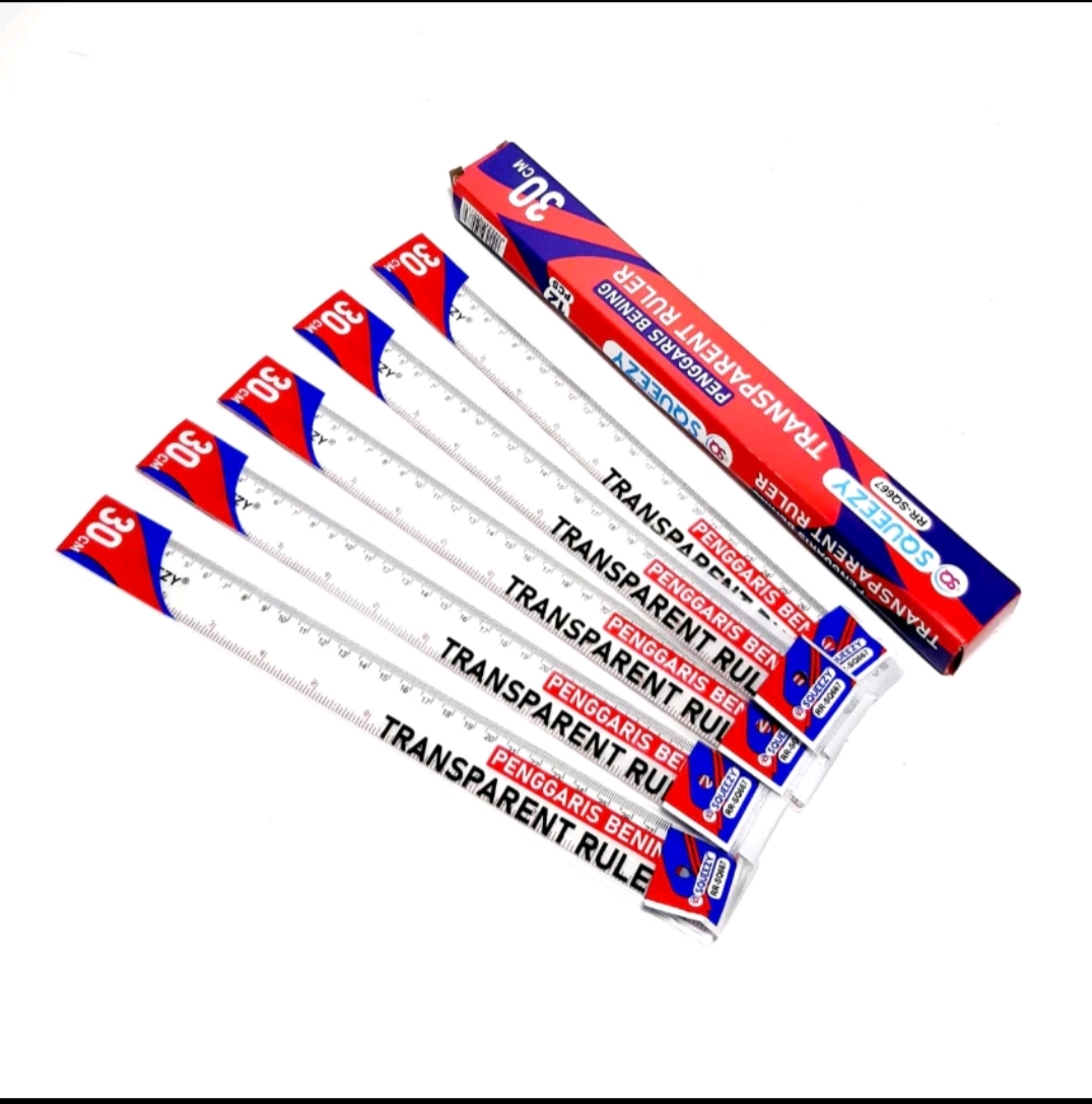 1 Box 12 pcs Penggaris Mika / Penggaris Plastik Tebal 30 cm SQUEEZY / ZRM ( 12 pcs ) Zhen Shop
