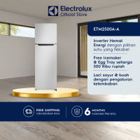 Electrolux Kulkas 2 Pintu 250L Inverter Hemat Energi Suhu Fleksibel - Free Icemaker & Egg Tray Seharga Rp 500rb - Laci Sayur Buah Atur Kelembaban - Rak Kuat Temper Glass Sampai 40KG ETM2500A-A - PCM Door Material Less Finger Print