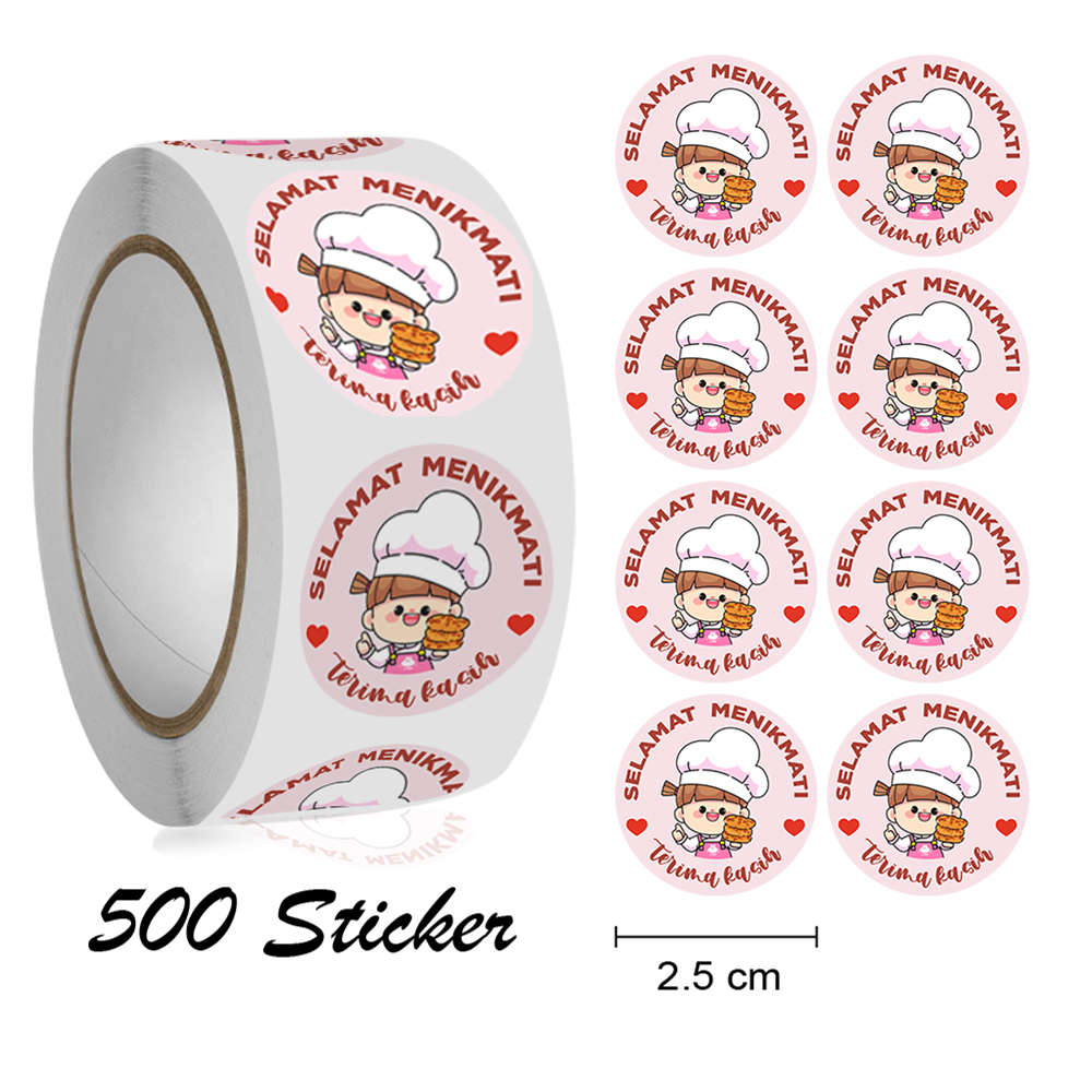 FXG - 1 ROLL 500Pcs Sticker Serbaguna Stiker Makanan Thankyou SELAMAT MENIKMATI Packaging Terima Kasih STC10
